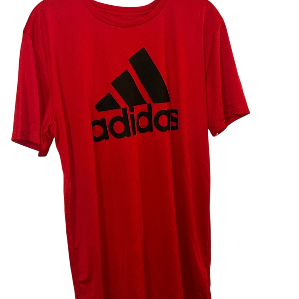 adidas Red Logo Tee - Athletic Short Sleeve Shirt - Boys XL